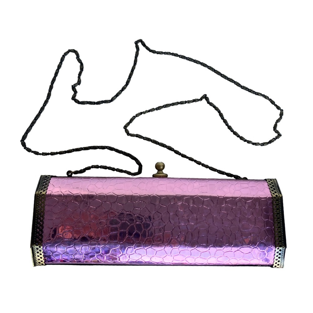 Vintage Sash Metallic Purple/Pink Clutch Bag